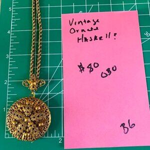 Miriam Haskell pendant with a filigree locket pendant for 2 pictures